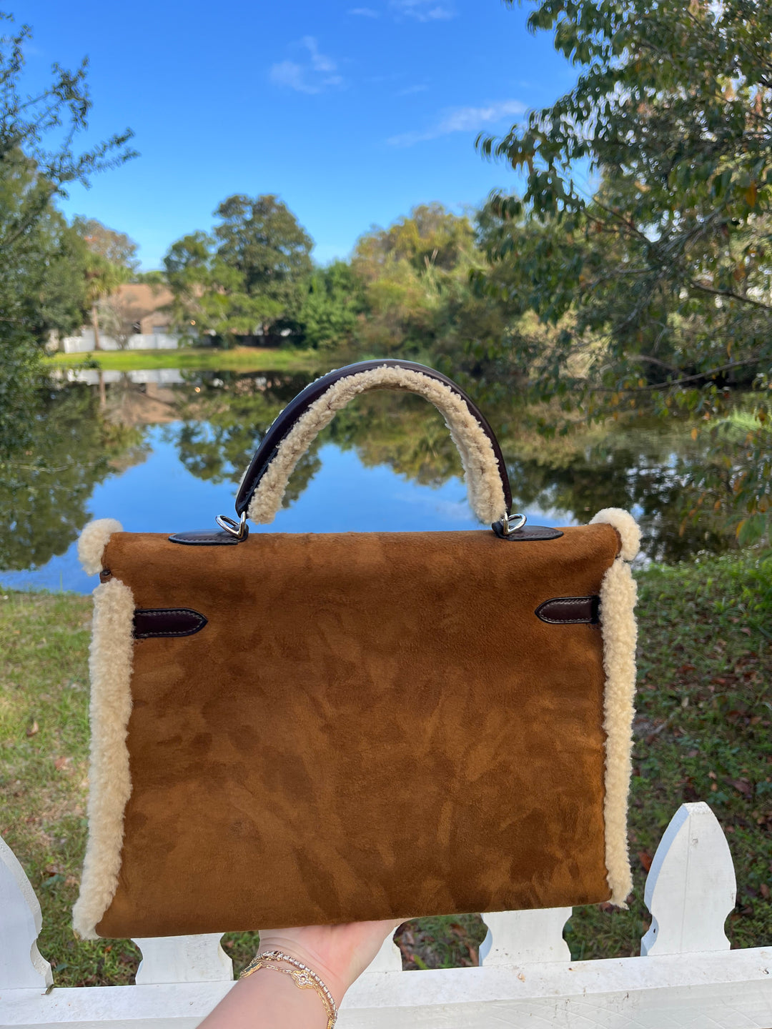 Hermes Shearling Teddy Kelly 35 PHW