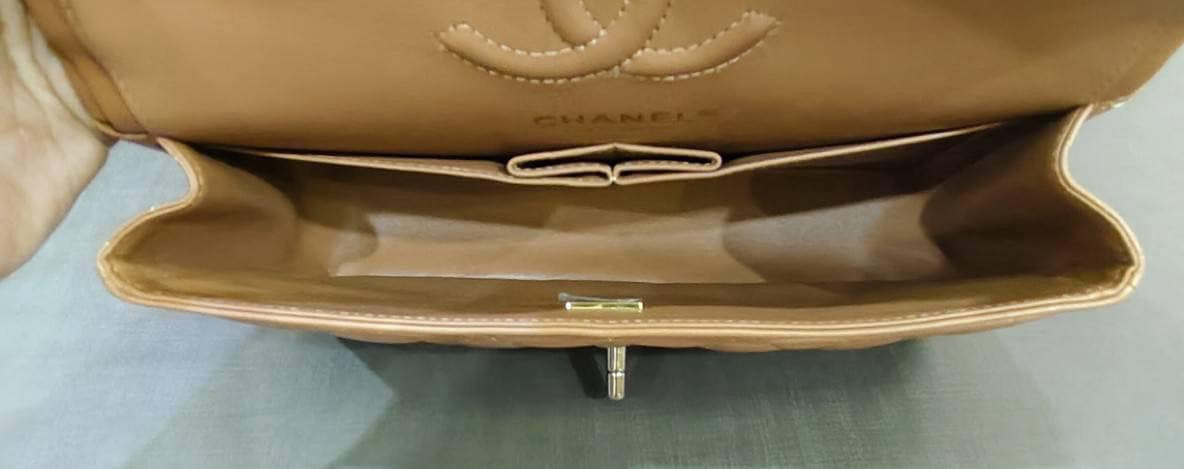 Chanel 22S Small Caramel Lambskin Classic Flap Bag + LGHW