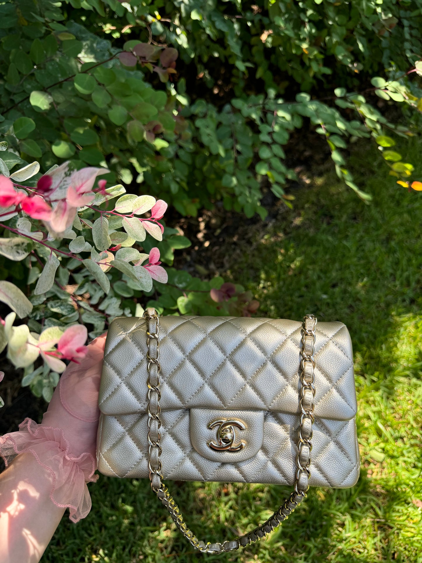 Chanel Gold Metallic Caviar Mini Flap Bag