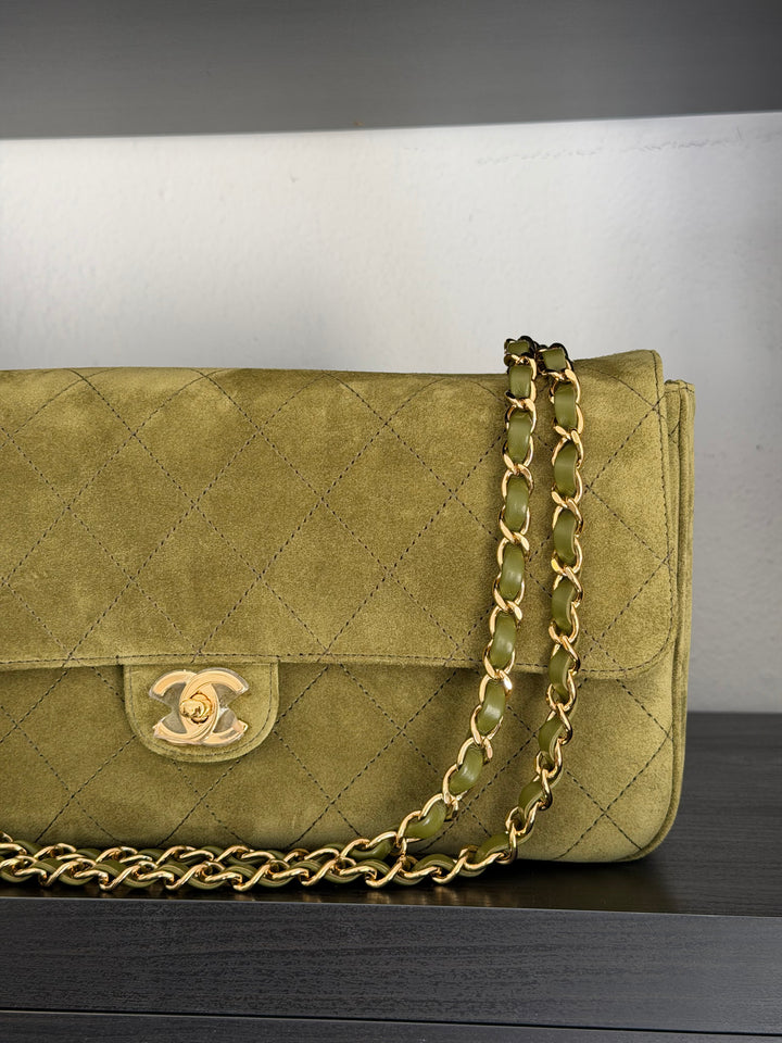 Chanel Maxi 32 Flap Bag Beige Souplissimo Suede Calfskin Gold Tone Hardware 2026