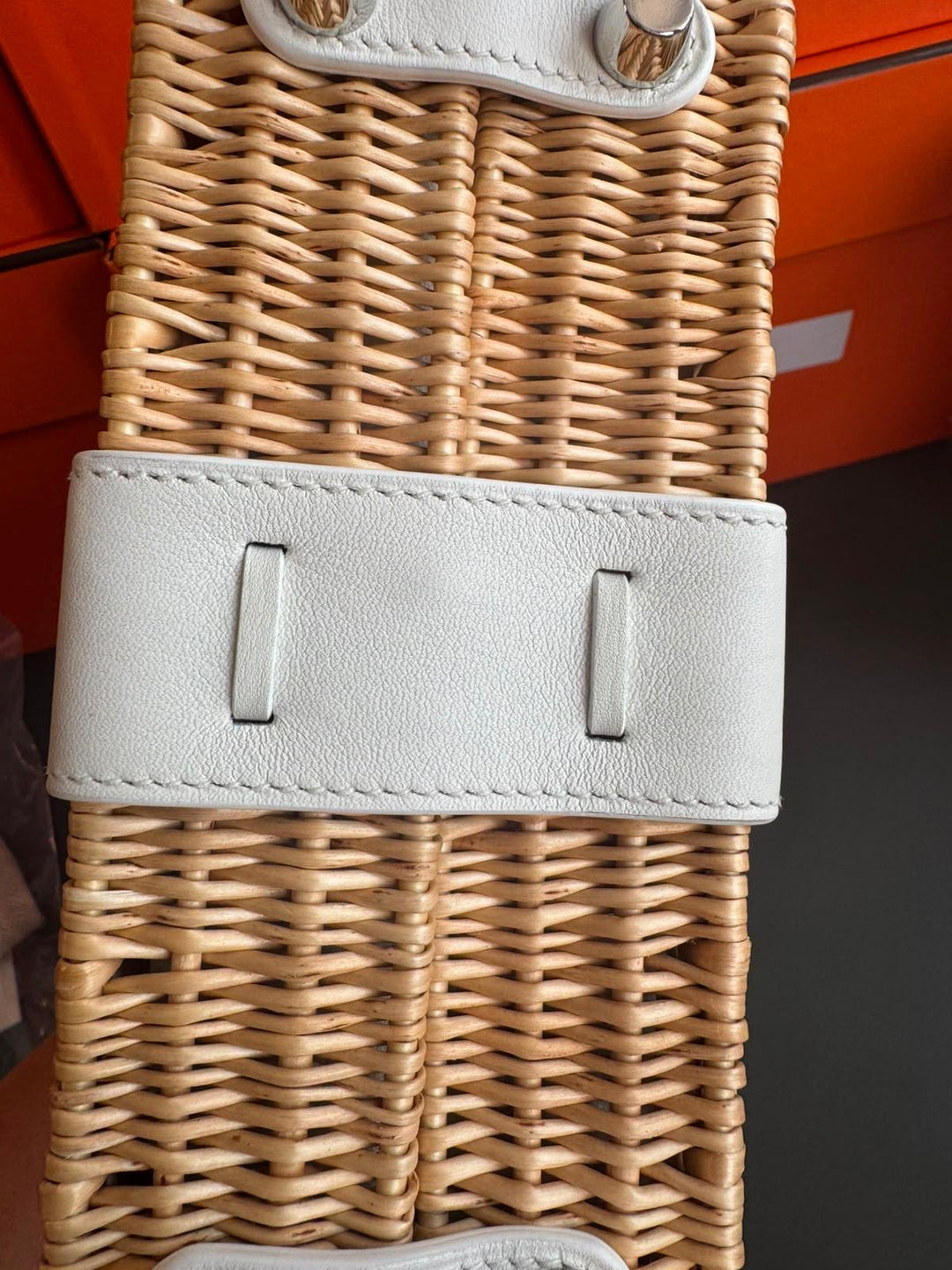 Hermès Mini Kelly Picnic Wicker New White Palladium Hardware 2020