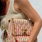 Chanel 24K Vintage Pink Striped Large Flap