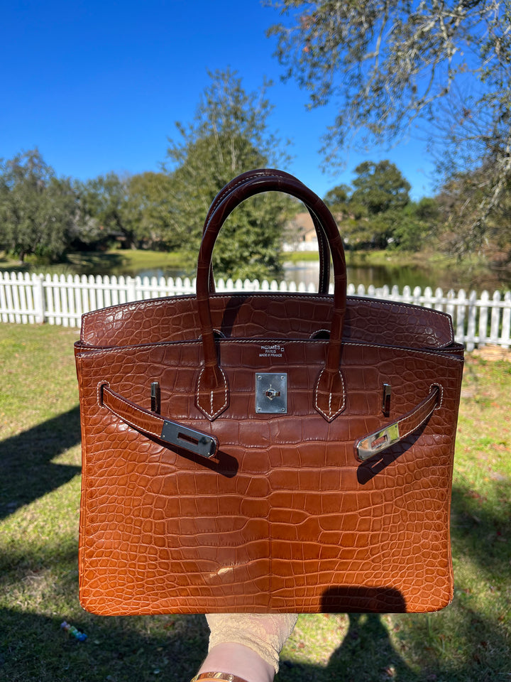 Hermes Fauve Barena Matte Croc Birkin 35