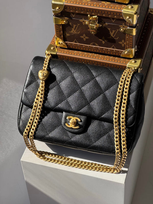 Chanel Black Medium Caviar Sweetheart Crush Flap Bag