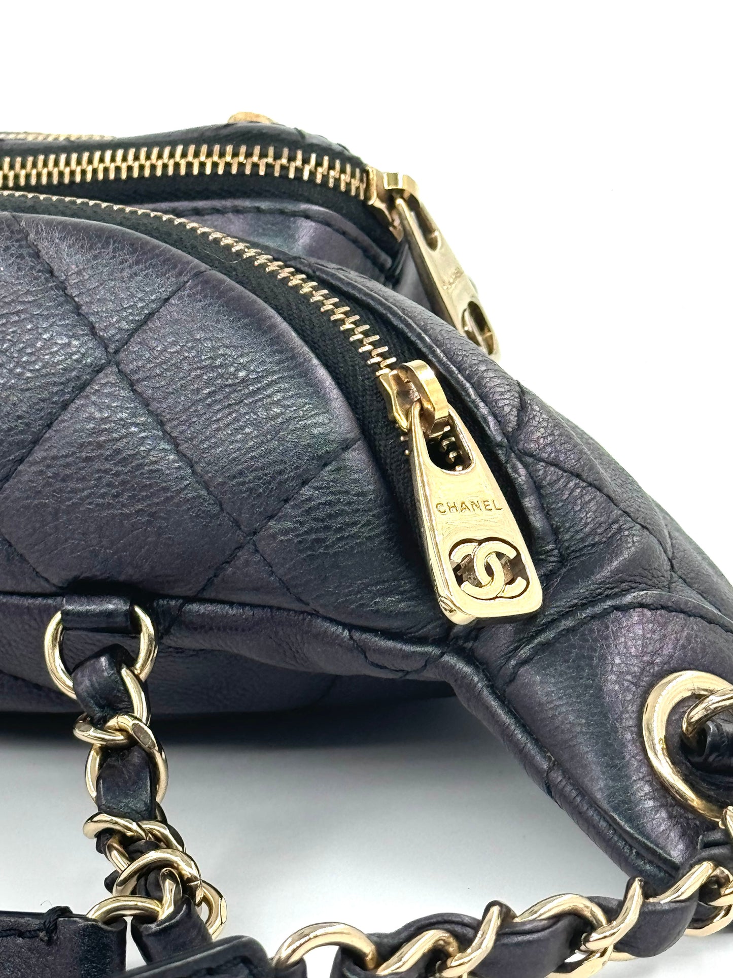 Chanel 2019 Black Iridescent Calfskin Waist Bag