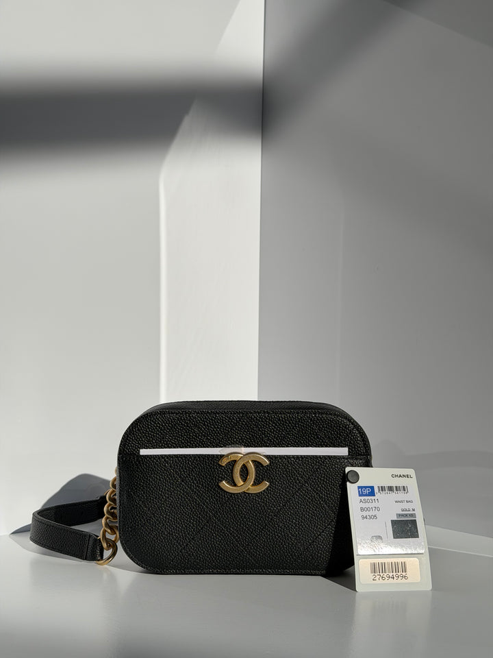 Chanel 2019 CC Stitched Caviar Waist Belt Bag