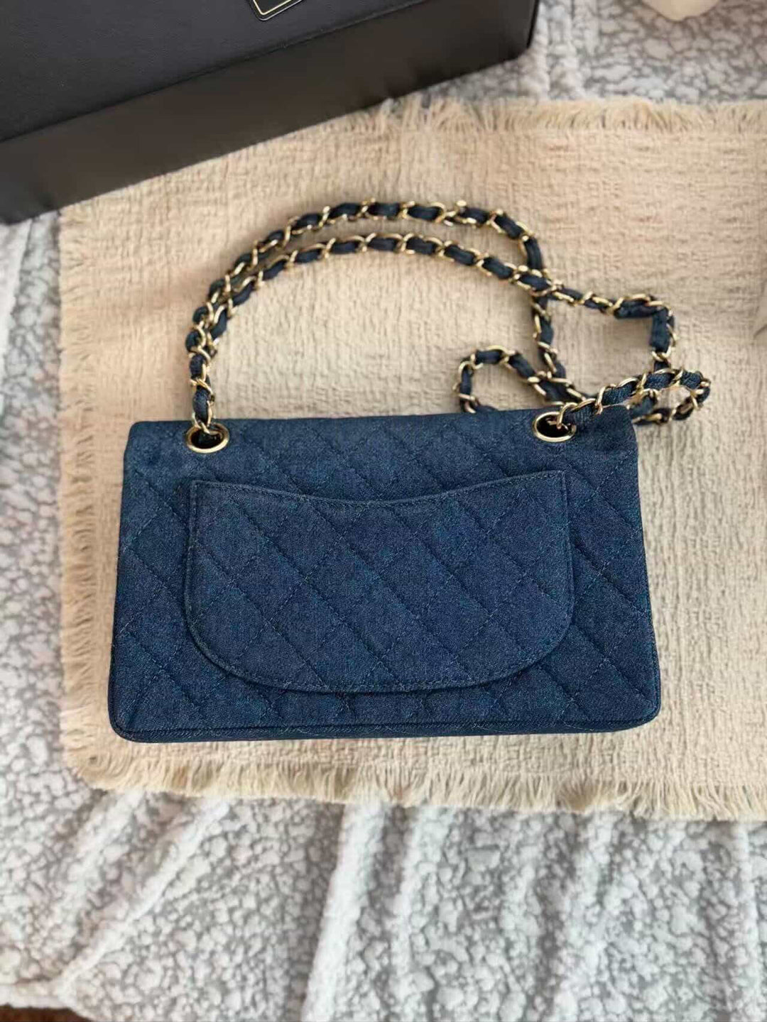 Chanel Small Classic Flap Bag Denim Blue 24K Plated Gold Hardware 1997