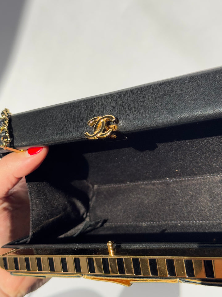 Chanel 19A Egypt Gold Lambskin Minaudiere Crossbody Black Gold 2019