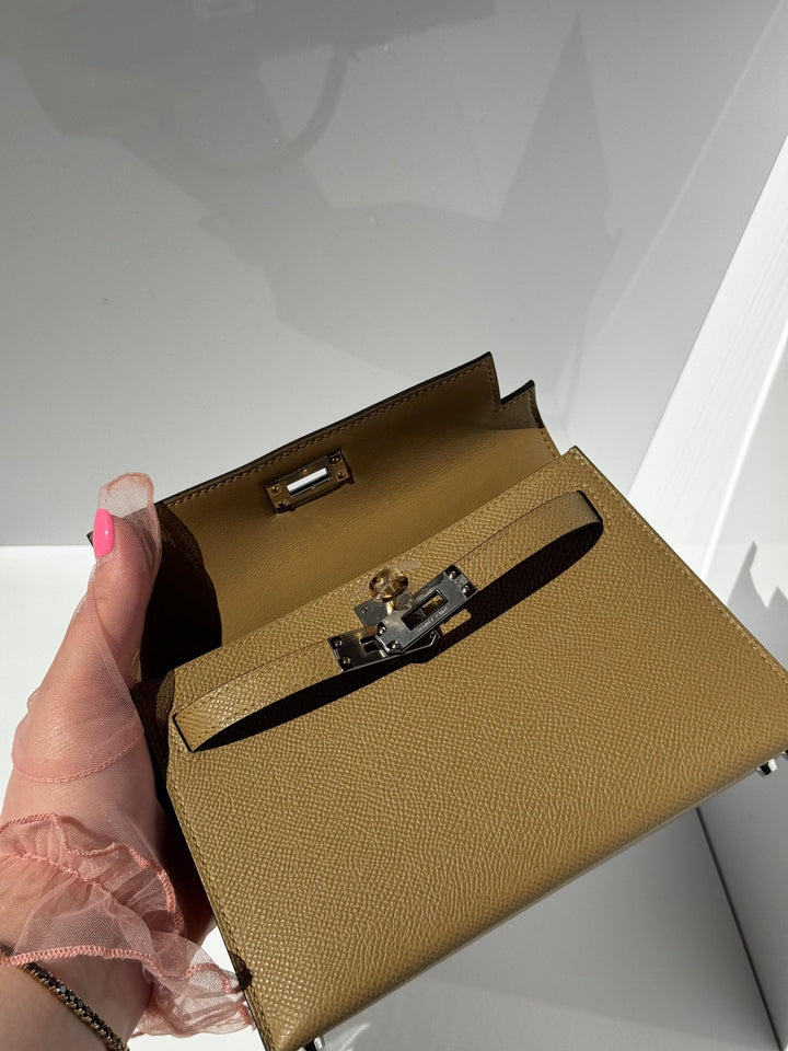 Hermes Mini Sellier Poussiere Electrum Kelly 20