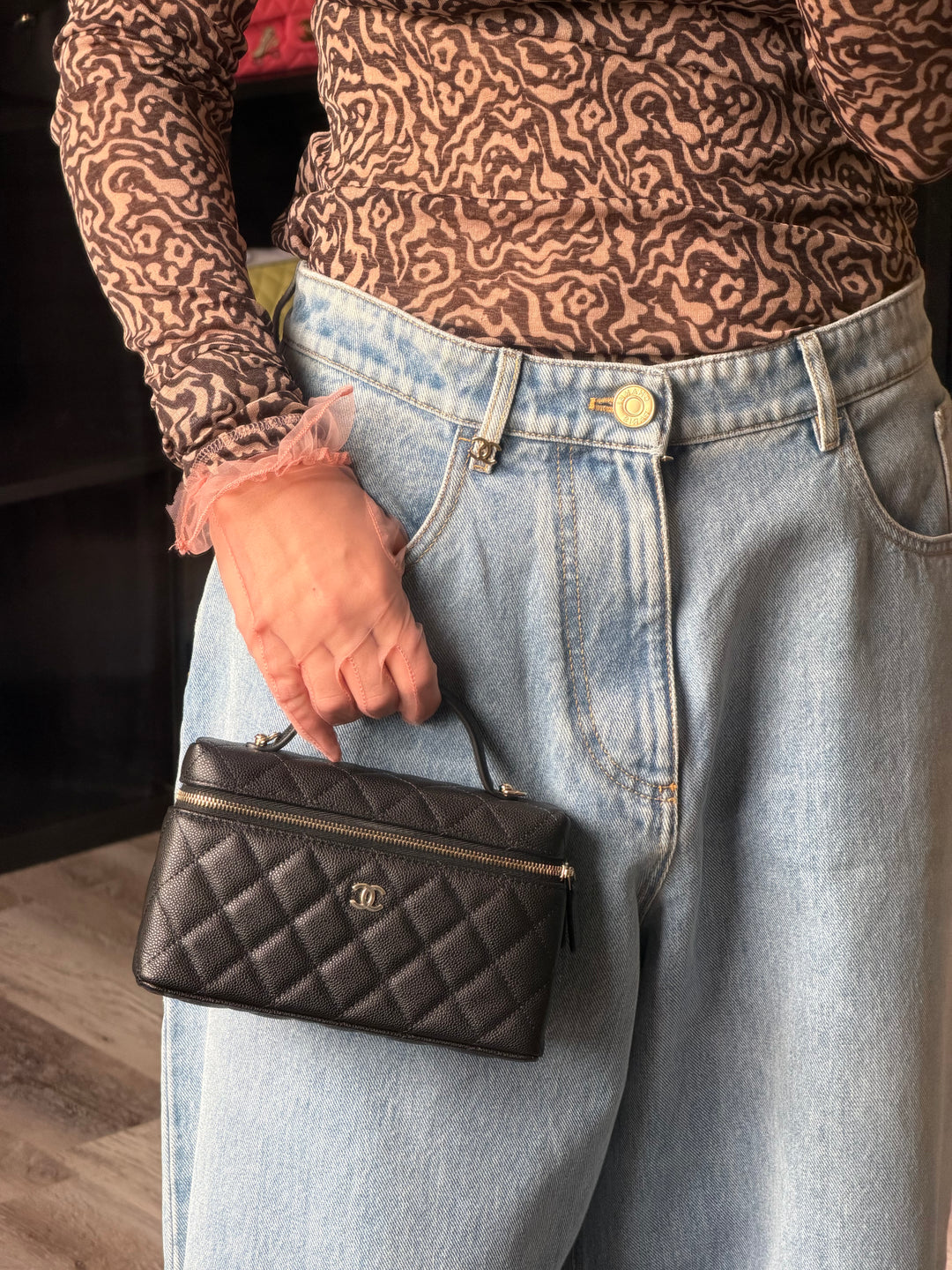 Chanel LP Slim Vanity Bag Black Caviar Light Gold Hardware 2025