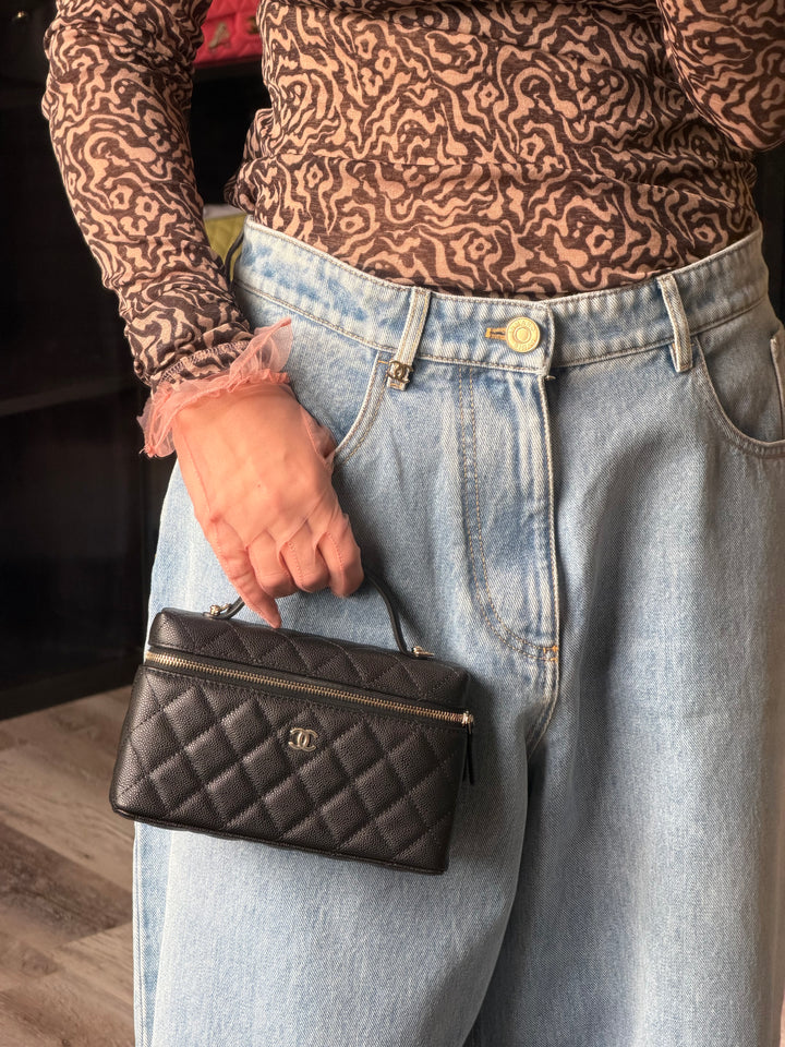 Chanel LP Slim Vanity Bag Black Caviar Light Gold Hardware 2025