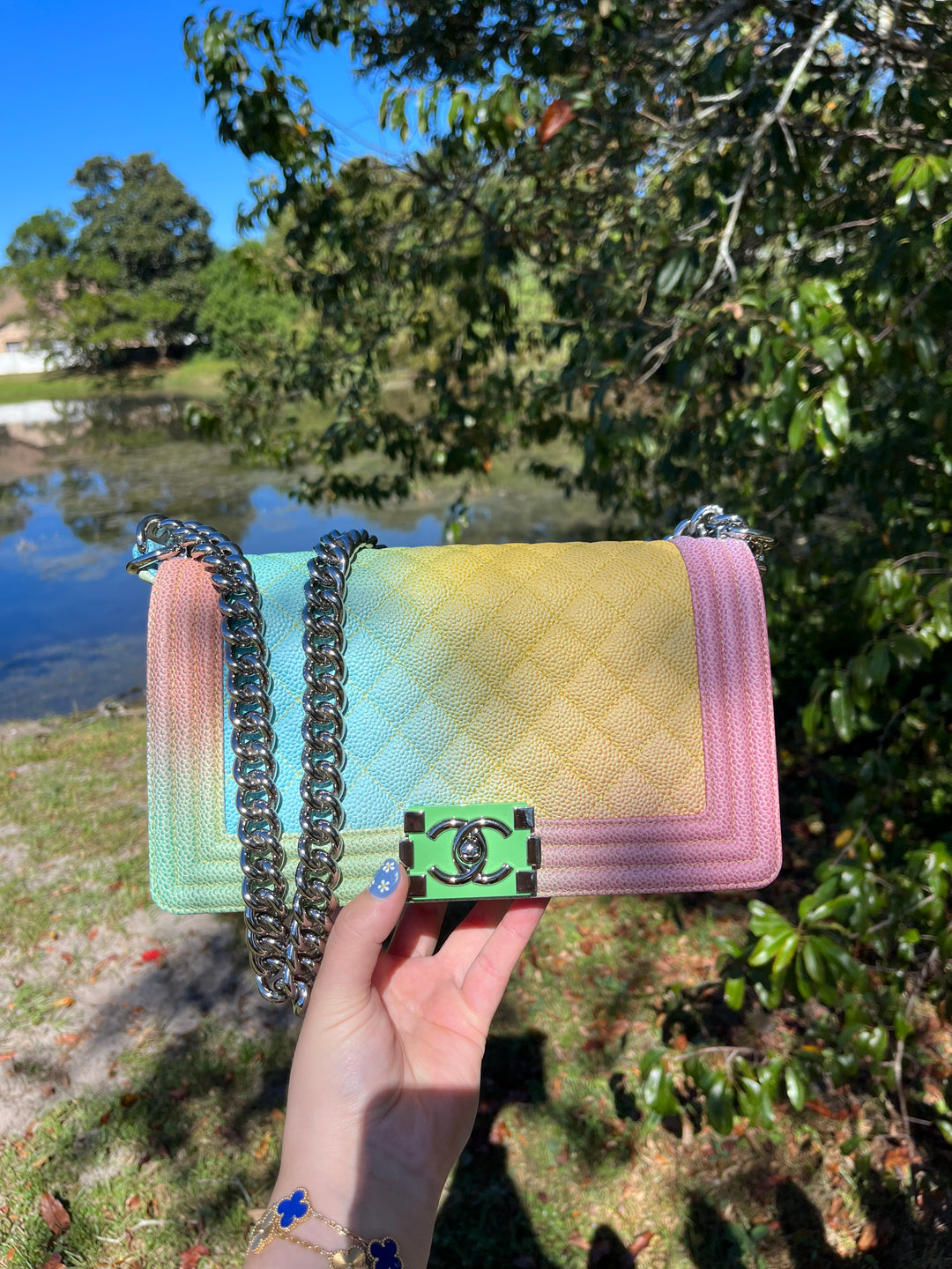 Chanel Rainbow Caviar Medium Boy Bag