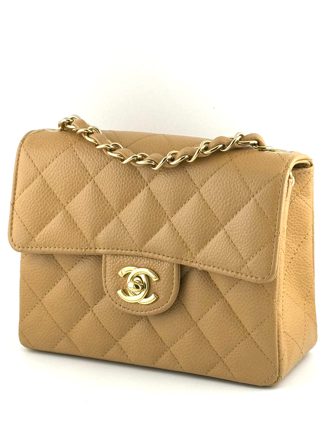 Chanel Dark Beige Vintage Mini Caviar Square Flap Bag
