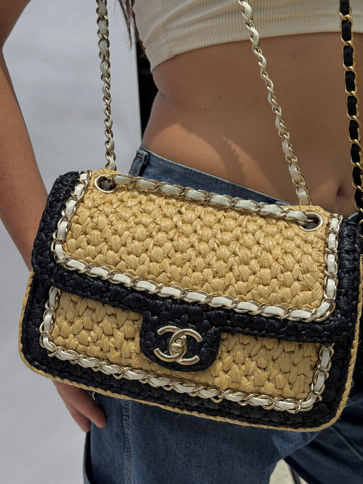 Chanel 24C Venice Beach Medium Braided Raffia Flap Bag