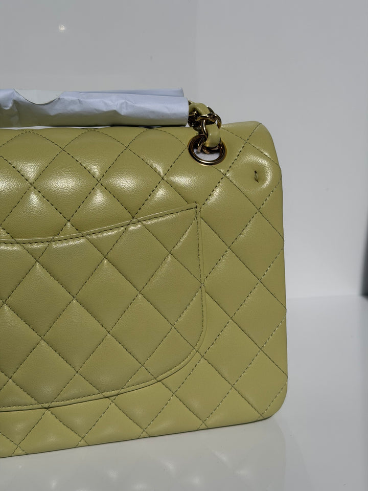 Chanel Medium Classic Flap Bag Pistachio Green Lambskin Gold Tone Hardware 2021