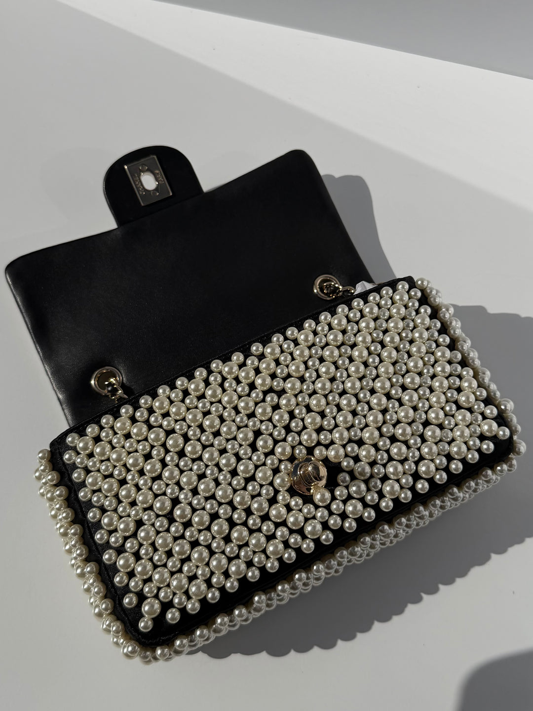 Chanel 19S Pearl Embellished Mini Rectangular Flap Bag