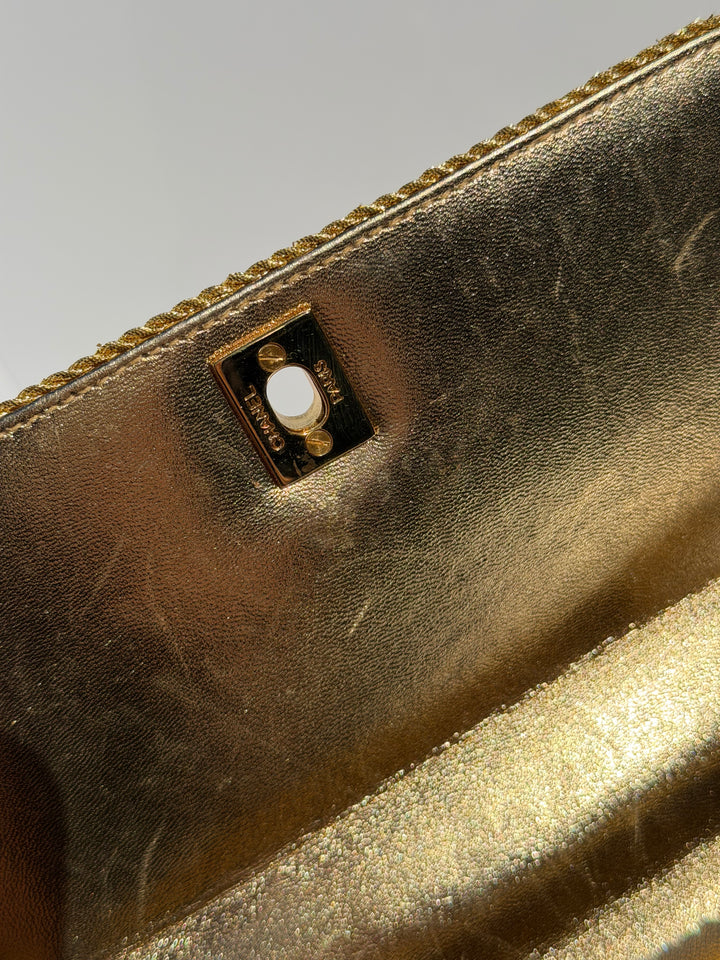 Chanel RARE Vintage Gold Silk Rope Shoulder Bag