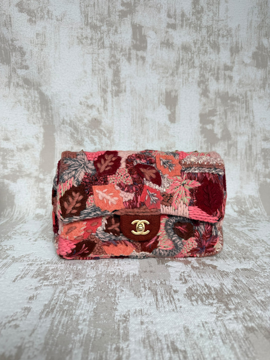 Chanel Embroidered Wool Medium Flap Bag Red Multicolor Gold Hardware 2018