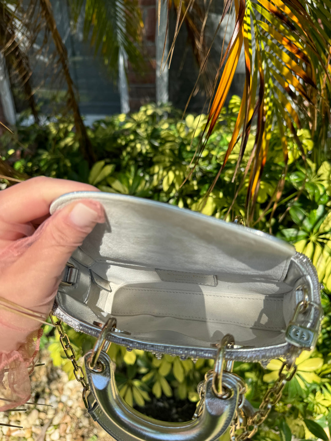 2023 Lady D-Joy Silver Embellished Micro Bag