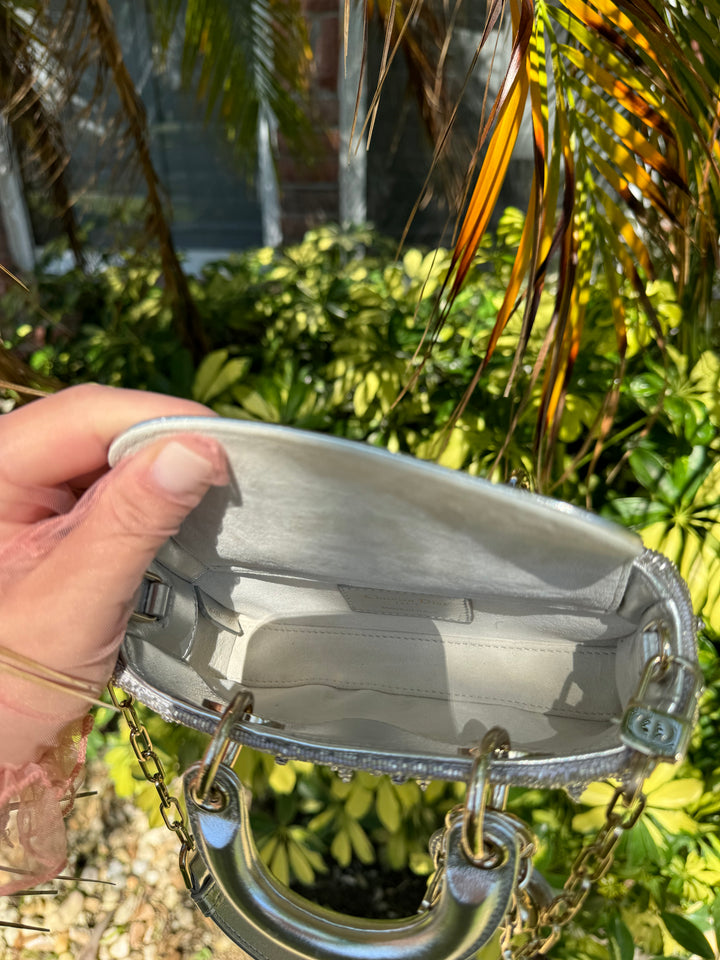 2023 Lady D-Joy Silver Embellished Micro Bag