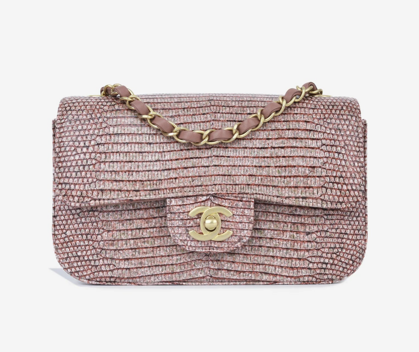 Chanel Mauve Taupe Lizard Mini Rectangular Flap Bag