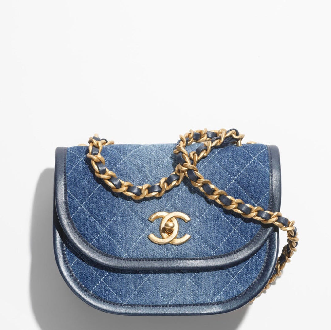 Chanel Blue Denim Washed Small Messenger Crossbody Bag