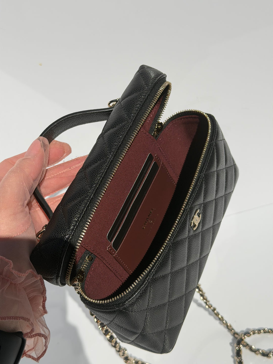 Chanel 25C Black LP Caviar Slim Vanity Bag