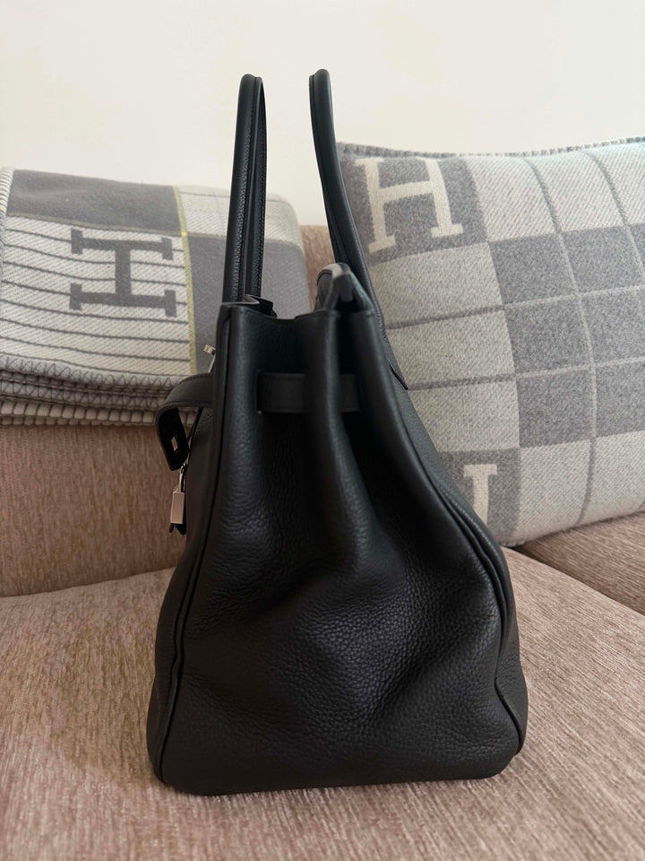 Hermès Birkin 35 Black Brushed Silver Hardware 2015