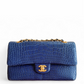 Chanel Navy Blue Matte Alligator Medium Classic Flap Bag