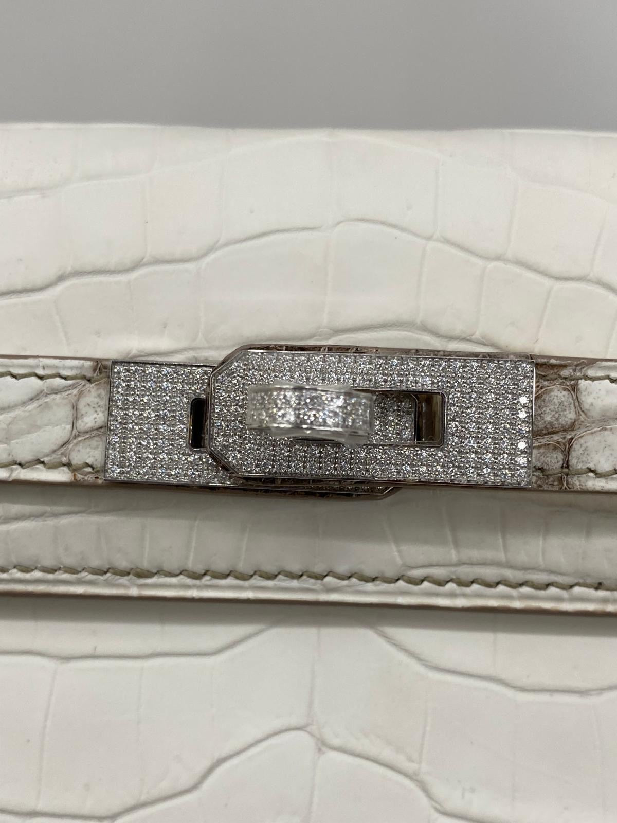 Hermes 2023 Matte Niloticus Diamond Crocodile Himalaya Kelly Retourne 25