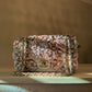 Chanel Metallic Pink and Rose Gold Lambskin Camellia Rose Appliqué Medium Flap Bag