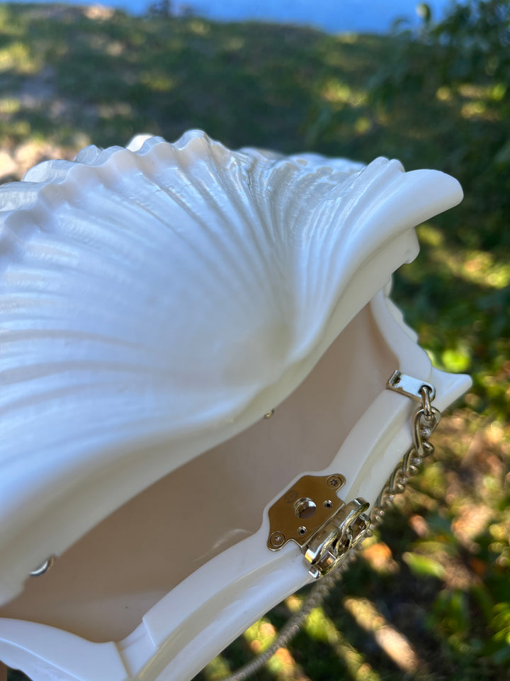 Chanel 19S White Runway Shell Minaudiere