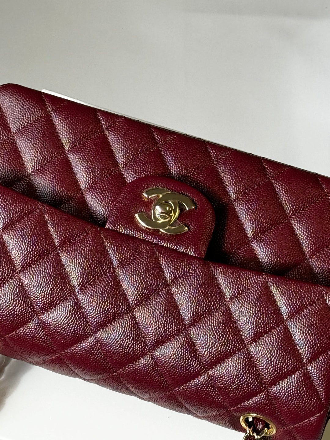 Chanel 21b Small Burgundy Caviar Double Flap