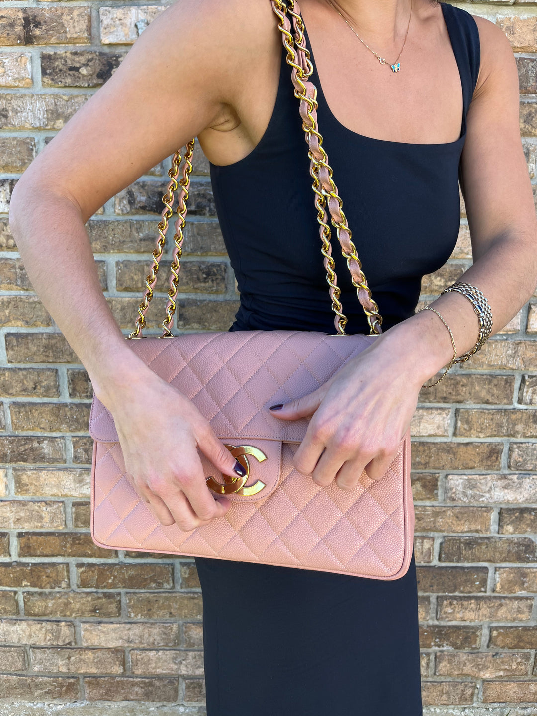 Chanel RARE Vintage Sakura Pink Caviar Jumbo