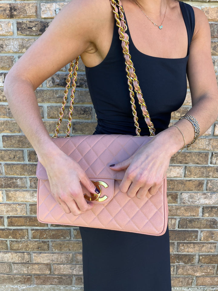 Chanel RARE Vintage Sakura Pink Caviar Jumbo