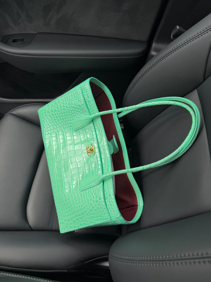 Chanel Small Shopping Bag Crocodile Embossed Calfskin Green 2026