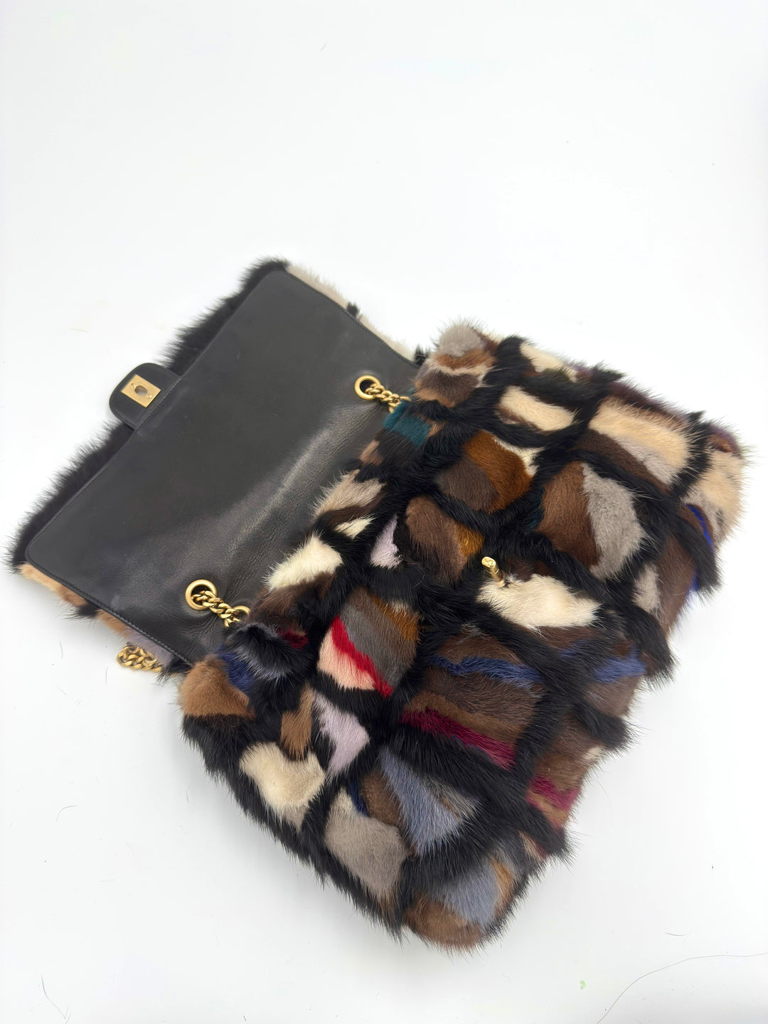 Chanel Multicolor Maxi Mink Fur Single Flap Bag