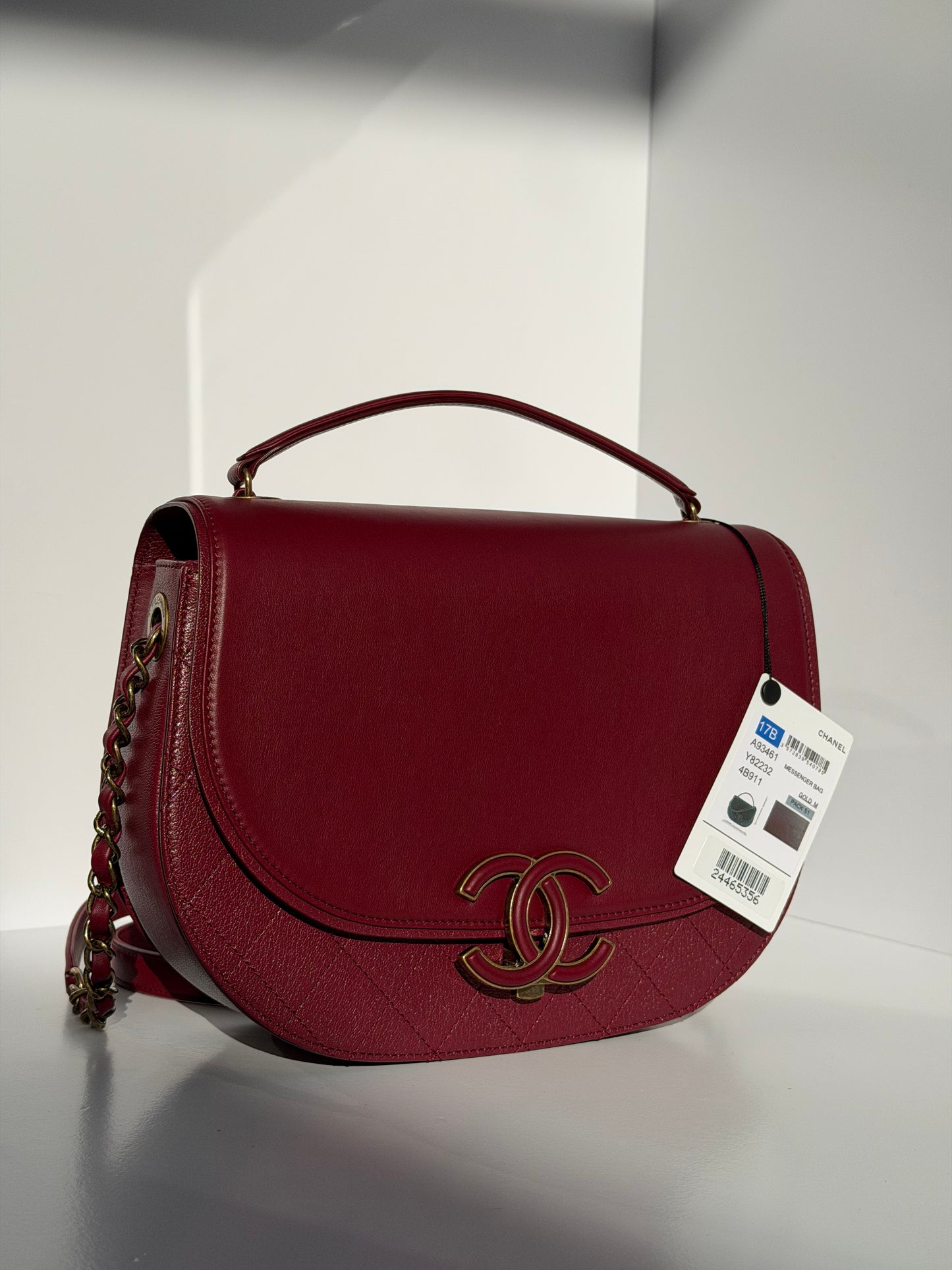 Chanel 17B Small Burgundy Coco Curve Messenger Flap Bag