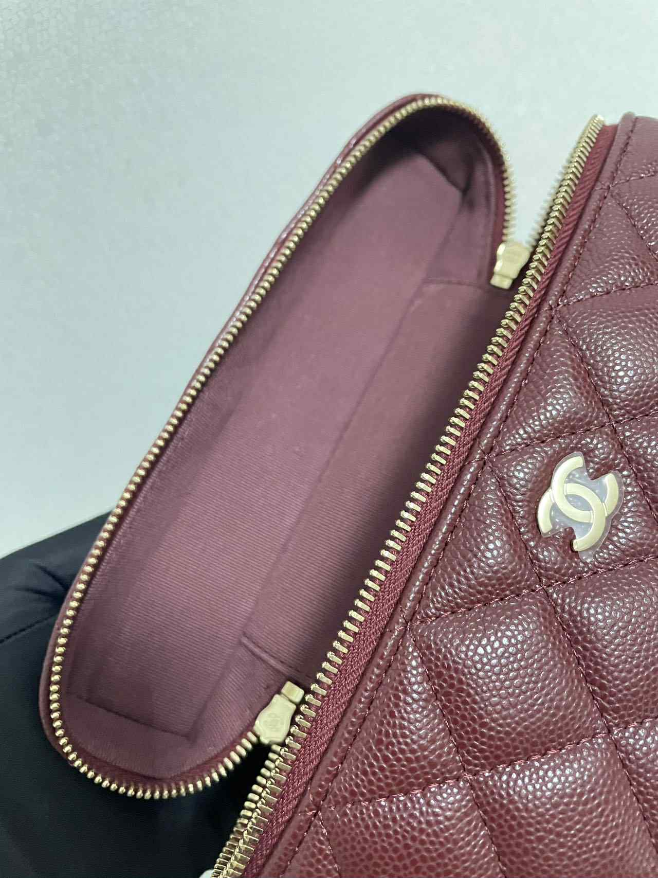 Chanel 25B Burgundy Caviar Slim Vanity Bag