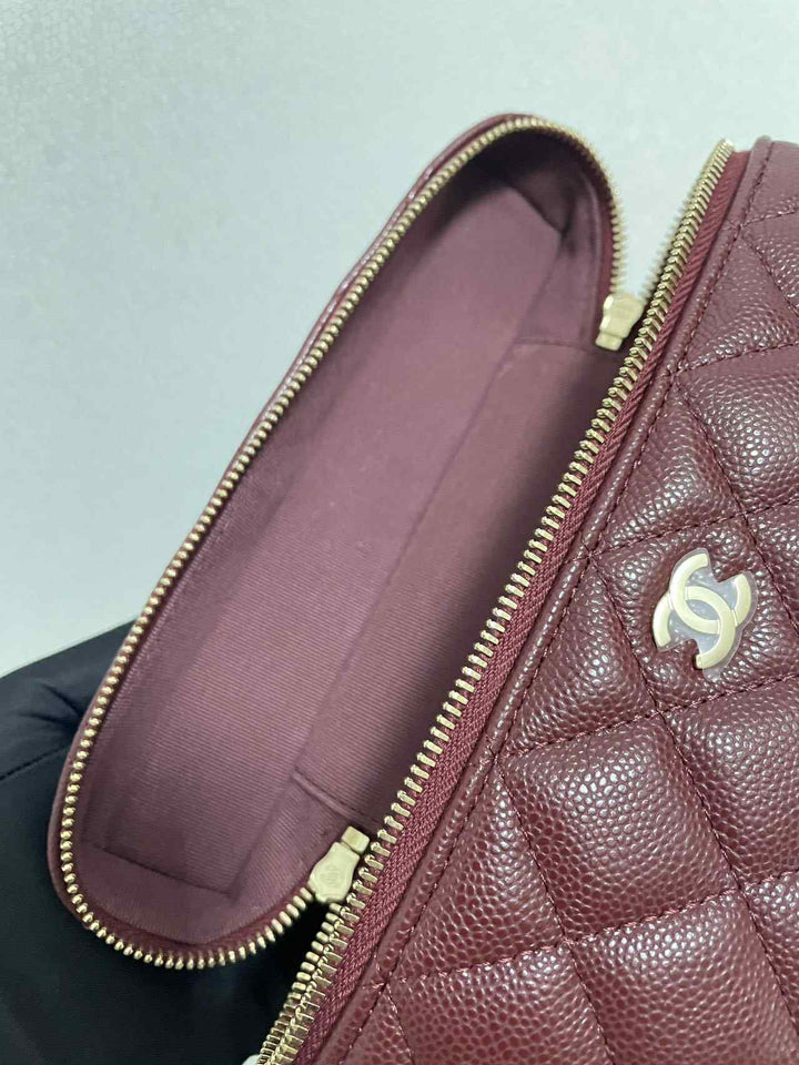 Chanel 25B Burgundy Caviar Slim Vanity Bag