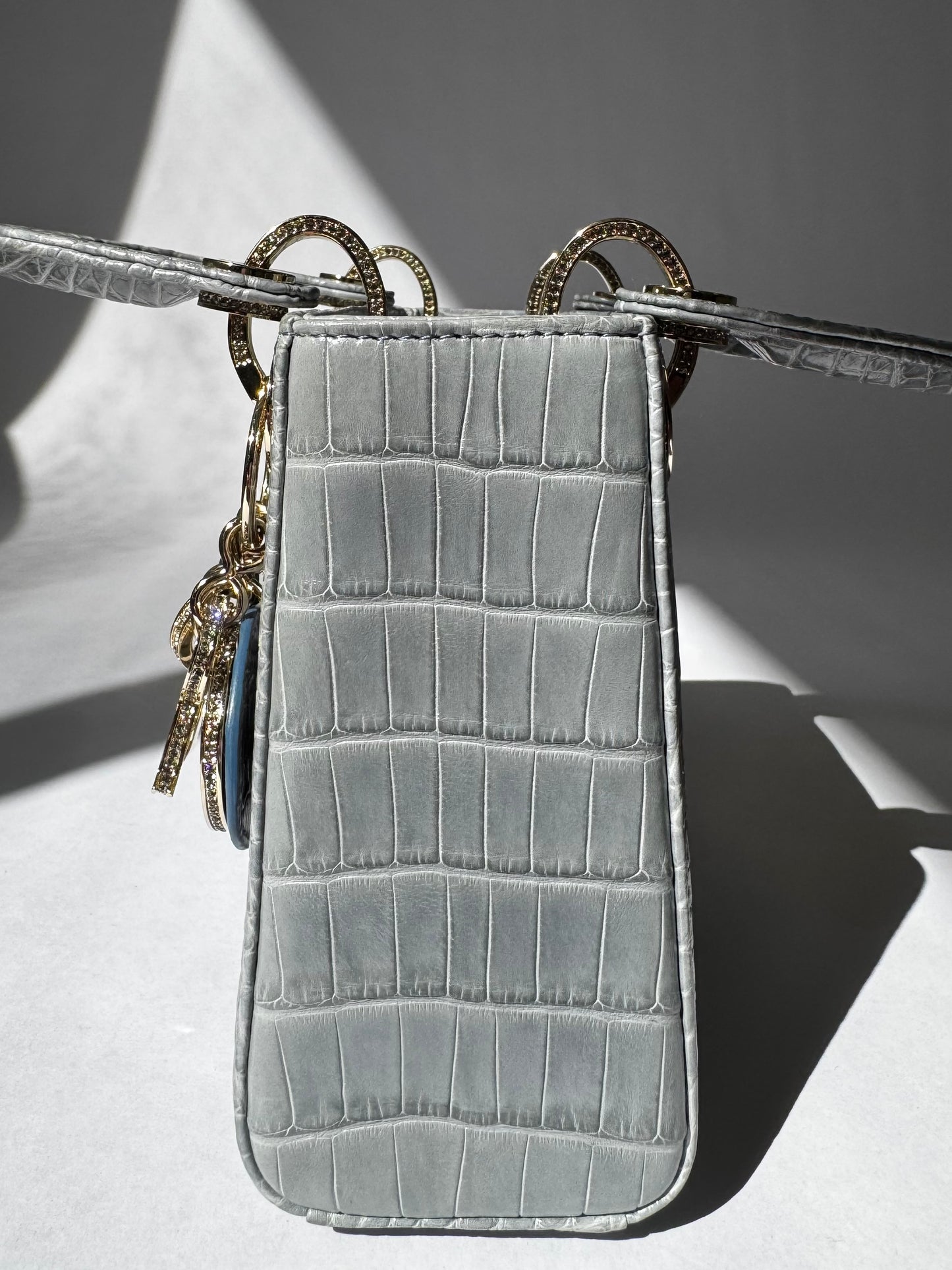 Lady Dior Baby Blue Crocodile Mini Top Handle