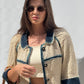 Chanel 2007 Spring Ecru & Denim Trim CC Jacket