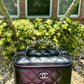 Chanel Shiny Calfskin Quilted Small Crystal Top Handle Vanity W Chain