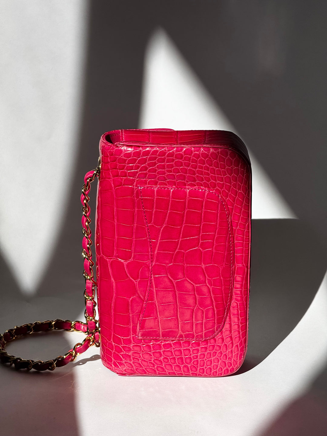 Chanel Pink Crocodile Mini Rectangular Flap Bag