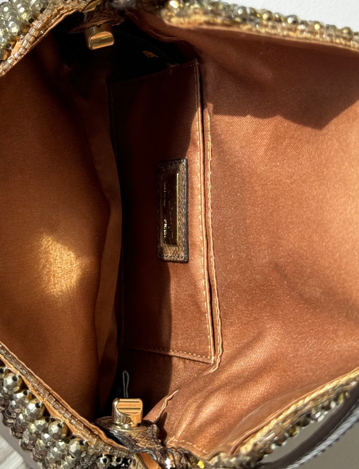 Fendi Mini Karung Trimmed Embellished Baguette