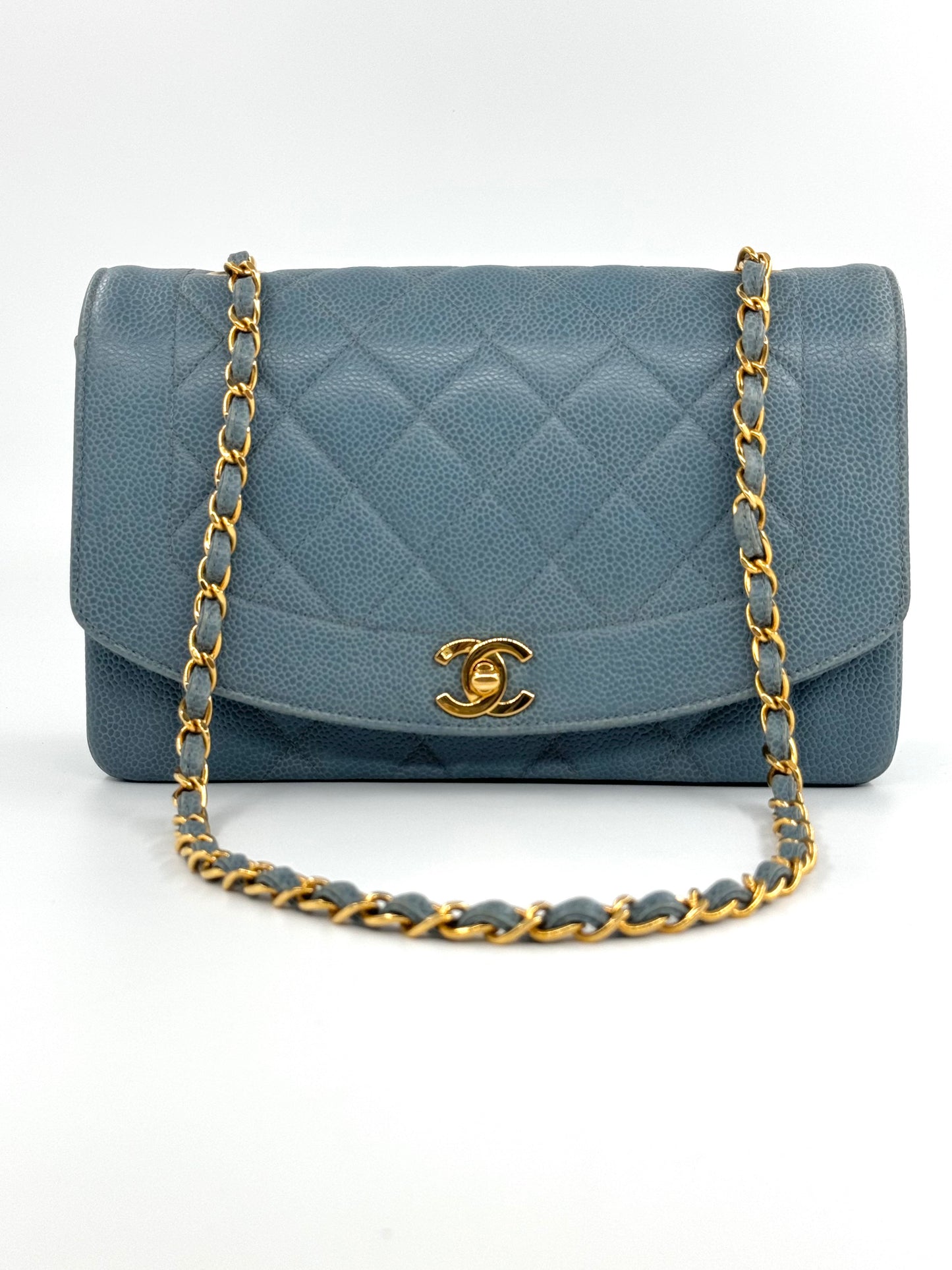 Chanel Baby Blue 24K Medium Caviar Diana Flap Bag