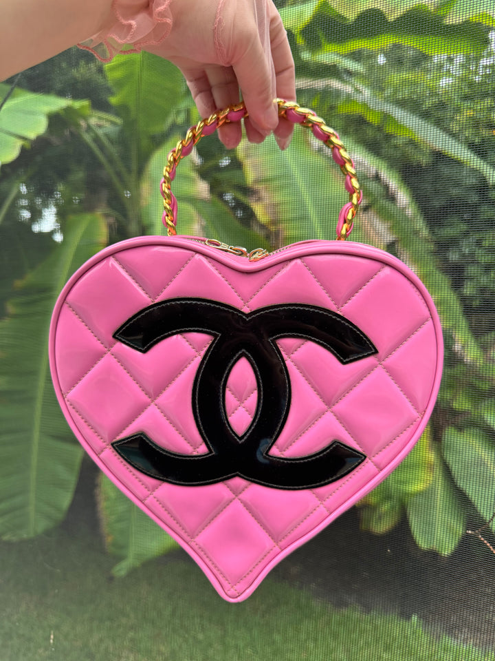 Chanel 1995 CC Barbie Pink Heart Vanity Bag