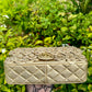 Chanel Metallic Gold Lambskin Camellia Rose Appliqué Medium Flap Bag