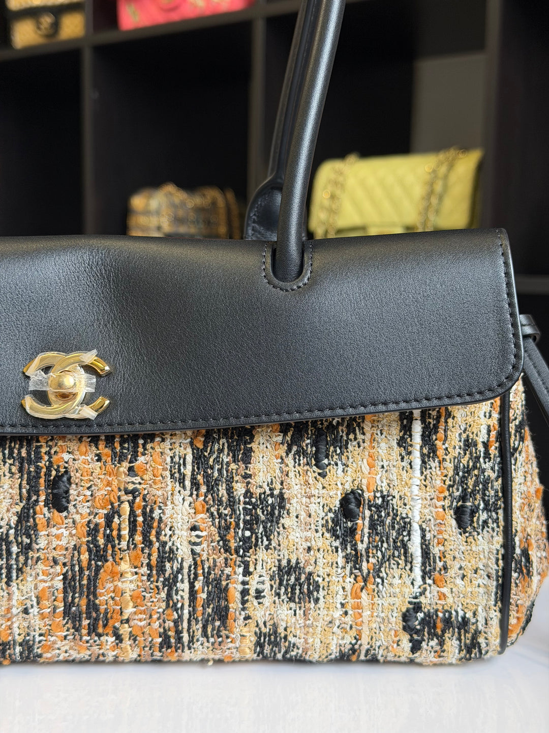 Chanel Small Shopping Bag Brown Black & White Leopard Tweed & Calfskin Gold Tone Hardware 2026