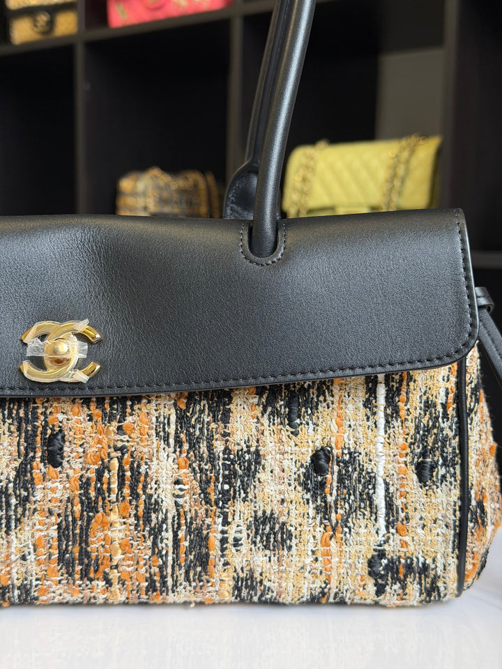 Chanel Small Shopping Bag Brown Black & White Leopard Tweed & Calfskin Gold Tone Hardware 2026